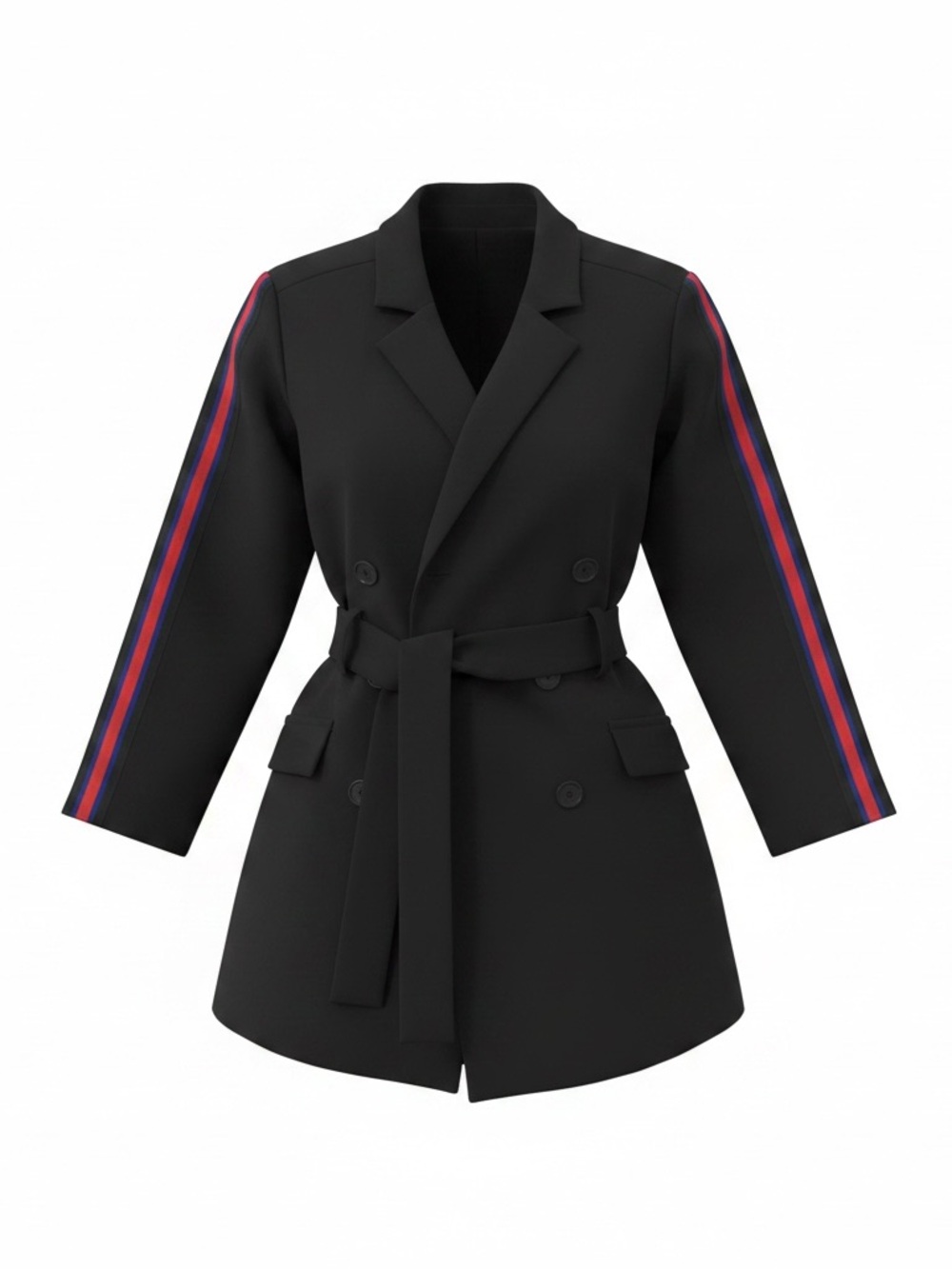 Zara Navy Double Breasted Blazer Romper Jumpsuit with Red Sleeve Stripe Size Med - Picture 11 of 12